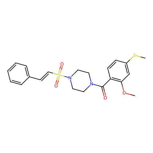 1-[2-Methoxy-4-(methylsulfanyl)benzoyl]-4-(2-phenylethenesulfonyl)piperazine structure