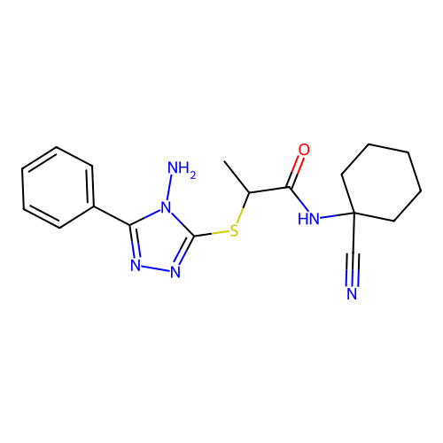2-[(4-amino-5-phenyl-1,2,4-triazol-3-yl)sulfanyl]-N-(1-cyanocyclohexyl)propanamide structure