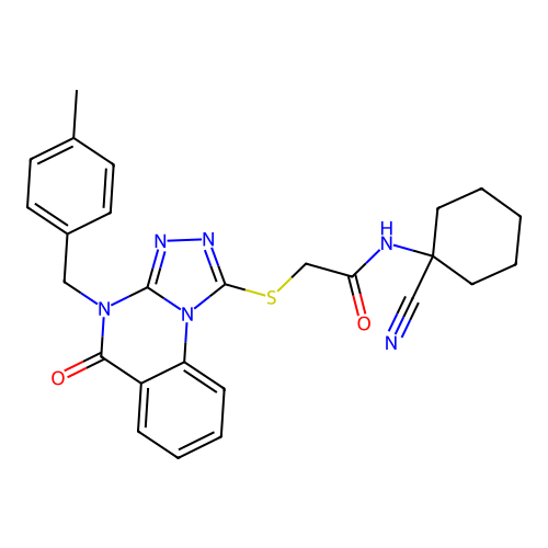 N-(1-cyanocyclohexyl)-2-({4-[(4-methylphenyl)methyl]-5-oxo-4H,5H-[1,2,4]triazolo[4,3-a]quinazolin-1-yl}sulfanyl)acetamide structure