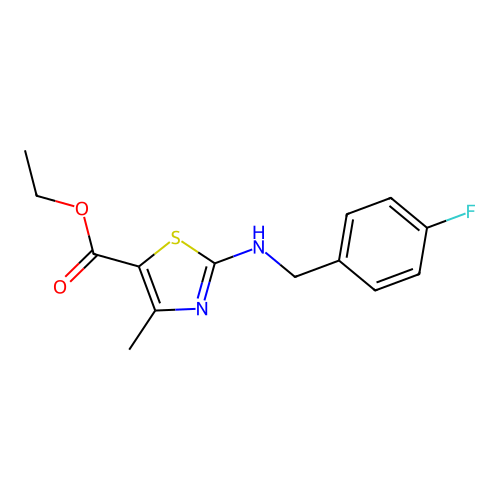 Ethyl 2-{[(4-fluorophenyl)methyl]amino}-4-methyl-1,3-thiazole-5-carboxylate structure