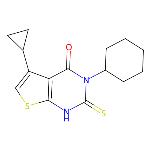 3-cyclohexyl-5-cyclopropyl-2-sulfanyl-3H,4H-thieno[2,3-d]pyrimidin-4-one structure