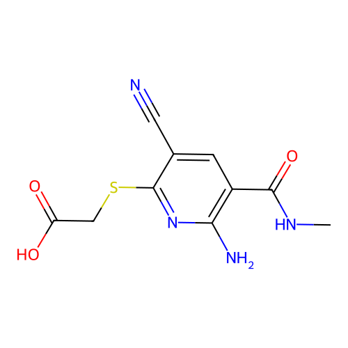 2-{[6-Amino-3-cyano-5-(methylcarbamoyl)pyridin-2-yl]sulfanyl}acetic acid structure
