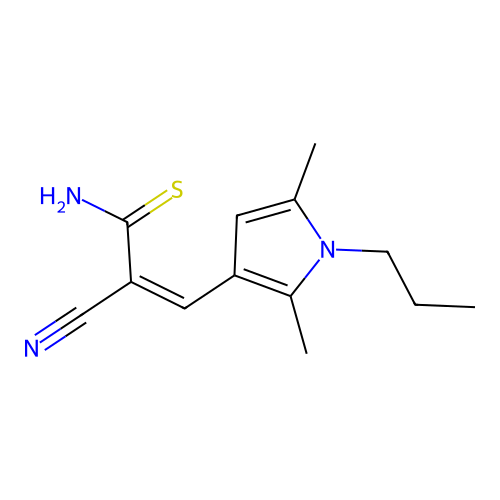 2-Cyano-3-(2,5-dimethyl-1-propyl-1H-pyrrol-3-yl)-2-propenethioamide structure