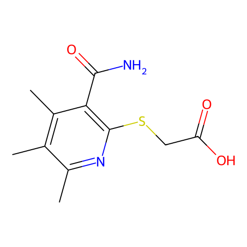 2-[(3-Carbamoyl-4,5,6-trimethylpyridin-2-yl)sulfanyl]acetic acid structure