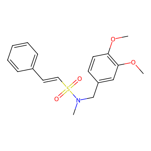 (E)-N-[(3,4-dimethoxyphenyl)methyl]-N-methyl-2-phenylethenesulfonamide structure