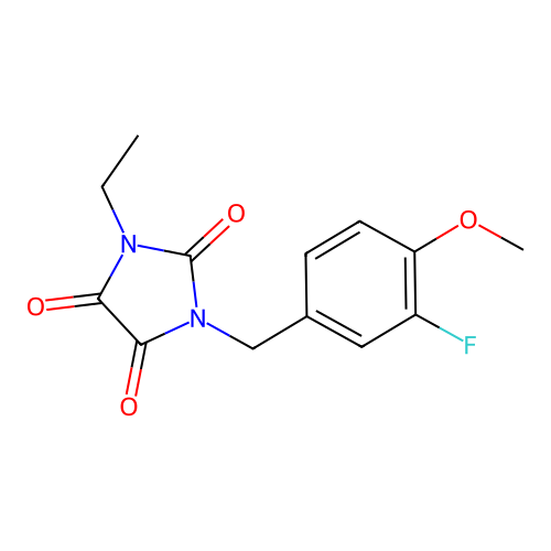 1-Ethyl-3-[(3-fluoro-4-methoxyphenyl)methyl]imidazolidine-2,4,5-trione structure