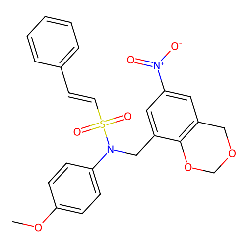 (E)-N-(4-methoxyphenyl)-N-[(6-nitro-4H-1,3-benzodioxin-8-yl)methyl]-2-phenylethenesulfonamide structure