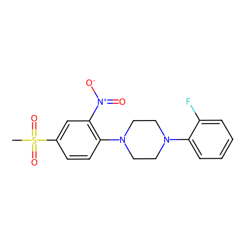 1-(2-Fluorophenyl)-4-(4-(methylsulfonyl)-2-nitrophenyl)piperazine structure