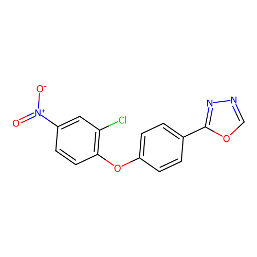 2-[4-(2-Chloro-4-nitrophenoxy)phenyl]-1,3,4-oxadiazole structure