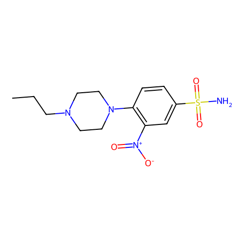 3-Nitro-4-(4-propylpiperazin-1-yl)benzenesulfonamide structure