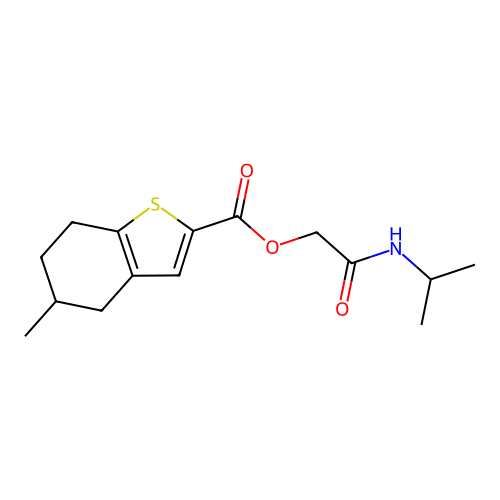 [2-oxo-2-(propan-2-ylamino)ethyl] 5-methyl-4,5,6,7-tetrahydro-1-benzothiophene-2-carboxylate structure