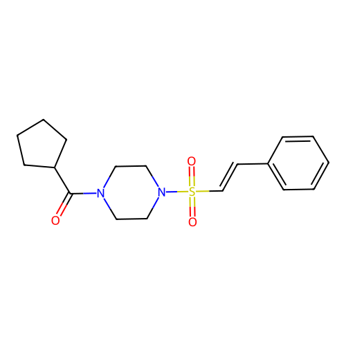 1-Cyclopentanecarbonyl-4-(2-phenylethenesulfonyl)piperazine structure