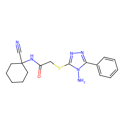2-[(4-amino-5-phenyl-1,2,4-triazol-3-yl)sulfanyl]-N-(1-cyanocyclohexyl)acetamide structure