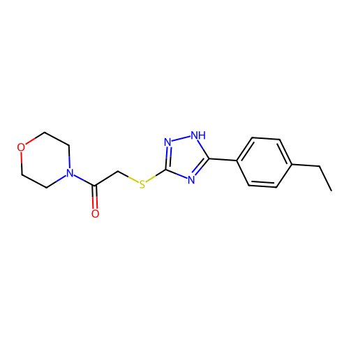 2-[[5-(4-ethylphenyl)-1H-1,2,4-triazol-3-yl]sulfanyl]-1-morpholin-4-ylethanone structure