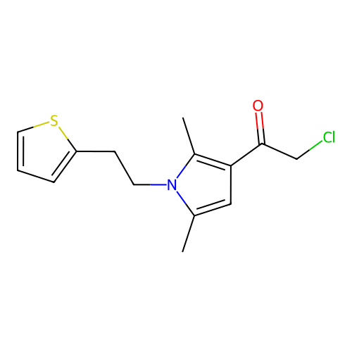 2-chloro-1-{2,5-dimethyl-1-[2-(thiophen-2-yl)ethyl]-1H-pyrrol-3-yl}ethan-1-one structure