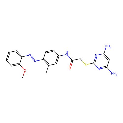 Acetamide, 2-[(4,6-diamino-2-pyrimidinyl)thio]-N-[4-[2-(2-methoxyphenyl)diazenyl]-3-methylphenyl]- structure