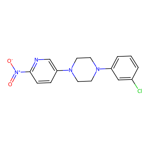 1-(3-Chlorophenyl)-4-(6-nitropyridin-3-yl)piperazine structure
