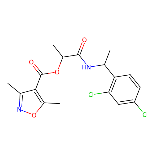 [1-[1-(2,4-dichlorophenyl)ethylamino]-1-oxopropan-2-yl] 3,5-dimethyl-1,2-oxazole-4-carboxylate structure