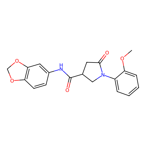 N-(1,3-benzodioxol-5-yl)-1-(2-methoxyphenyl)-5-oxopyrrolidine-3-carboxamide structure