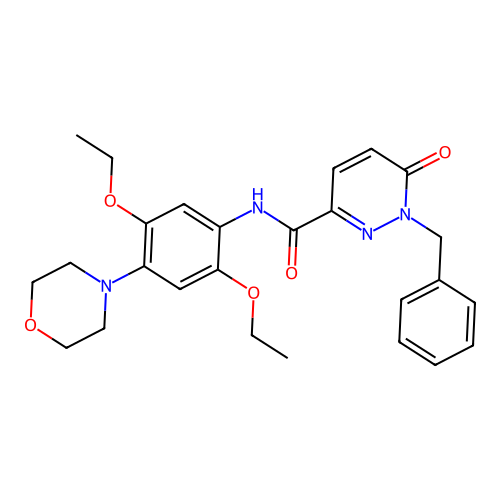 1-benzyl-N-(2,5-diethoxy-4-morpholin-4-ylphenyl)-6-oxopyridazine-3-carboxamide structure