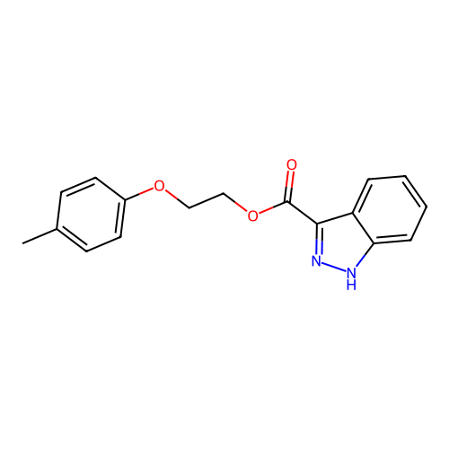 2-(4-methylphenoxy)ethyl 1H-indazole-3-carboxylate structure