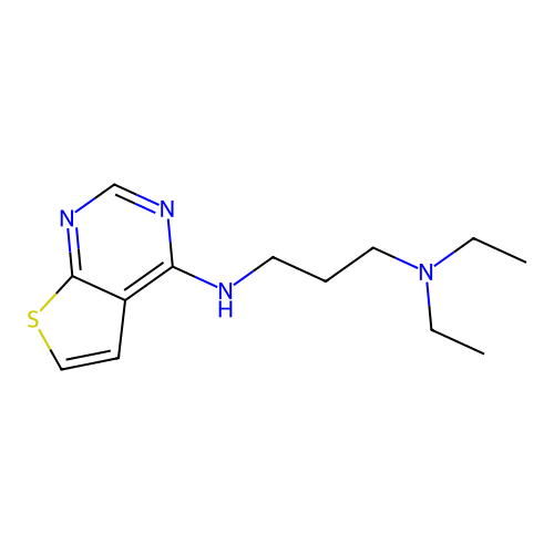 N',N'-diethyl-N-thieno[2,3-d]pyrimidin-4-ylpropane-1,3-diamine structure
