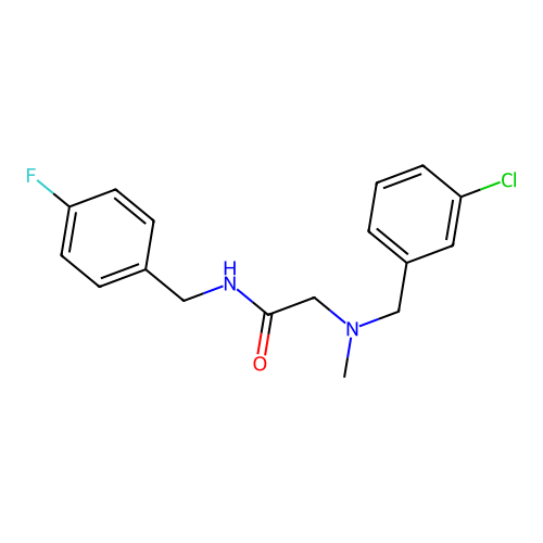 2-[(3-chlorophenyl)methyl-methylamino]-N-[(4-fluorophenyl)methyl]acetamide structure