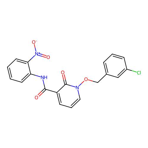 1-[(3-chlorophenyl)methoxy]-N-(2-nitrophenyl)-2-oxopyridine-3-carboxamide structure