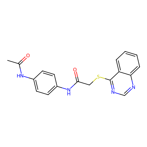 N-(4-acetamidophenyl)-2-(quinazolin-4-ylthio)acetamide structure
