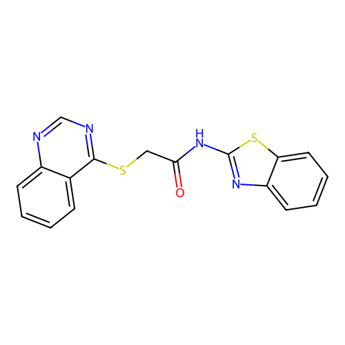 N-(benzo[d]thiazol-2-yl)-2-(quinazolin-4-ylthio)acetamide structure