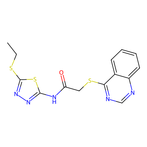 N-(5-(ethylthio)-1,3,4-thiadiazol-2-yl)-2-(quinazolin-4-ylthio)acetamide structure