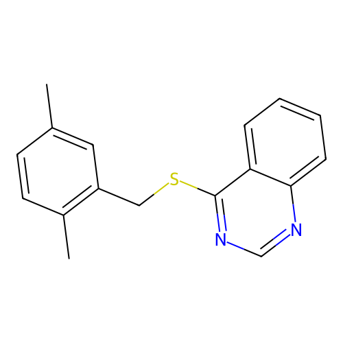 4-((2,5-Dimethylbenzyl)thio)quinazoline structure