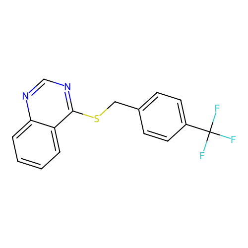 4-((4-(Trifluoromethyl)benzyl)thio)quinazoline structure