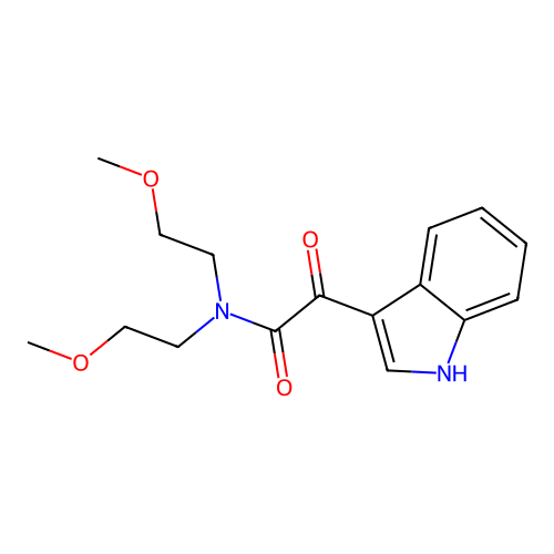 2-(1H-indol-3-yl)-N,N-bis(2-methoxyethyl)-2-oxoacetamide structure