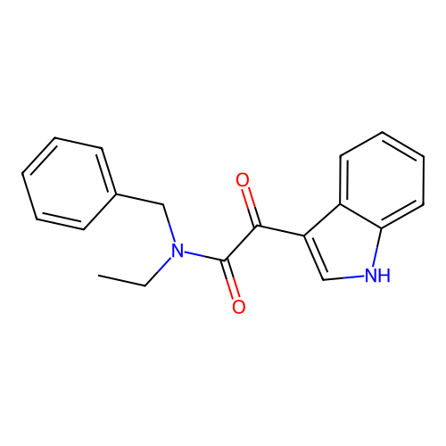 N-benzyl-N-ethyl-2-(1H-indol-3-yl)-2-oxoacetamide structure