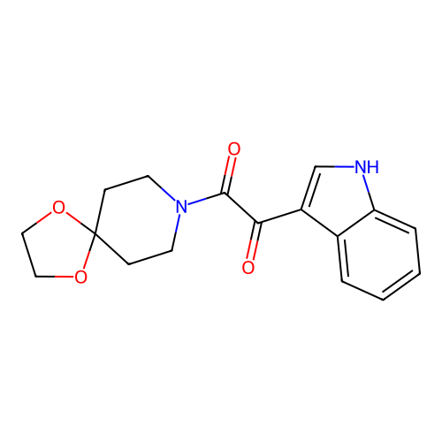 1-(1H-indol-3-yl)-2-(1,4-dioxa-8-azaspiro[4.5]decan-8-yl)ethane-1,2-dione structure