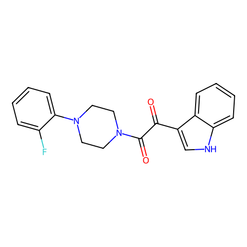 1-[4-(2-fluorophenyl)piperazin-1-yl]-2-(1H-indol-3-yl)ethane-1,2-dione structure