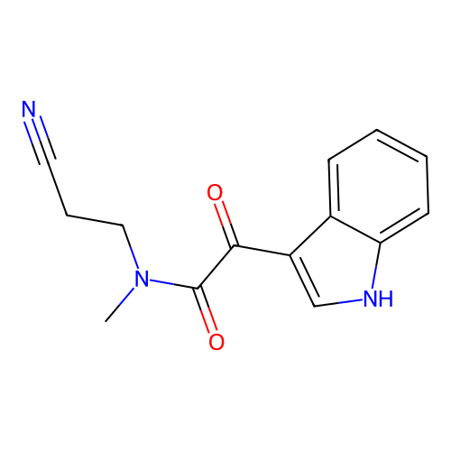 N-(2-cyanoethyl)-2-(1H-indol-3-yl)-N-methyl-2-oxoacetamide structure