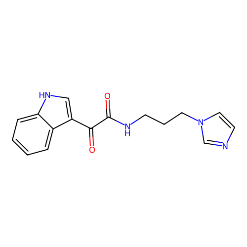 N-(3-(1H-imidazol-1-yl)propyl)-2-(1H-indol-3-yl)-2-oxoacetamide structure
