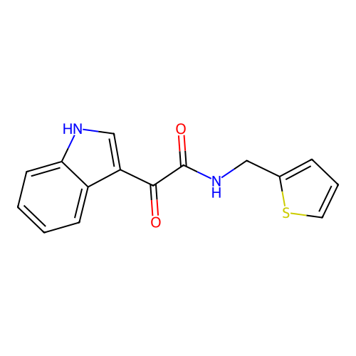 2-(1H-indol-3-yl)-2-oxo-N-(thiophen-2-ylmethyl)acetamide structure