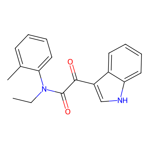 N-ethyl-2-(1H-indol-3-yl)-N-(2-methylphenyl)-2-oxoacetamide structure