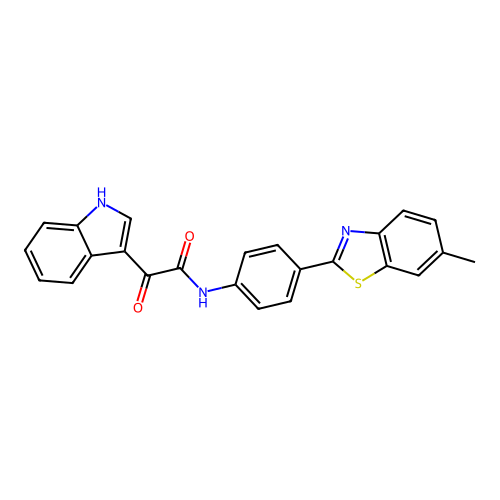 2-(1H-indol-3-yl)-N-[4-(6-methyl-1,3-benzothiazol-2-yl)phenyl]-2-oxoacetamide structure