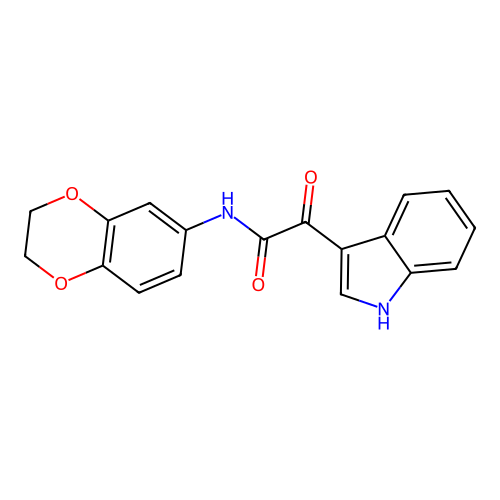 N-(2,3-dihydro-1,4-benzodioxin-6-yl)-2-(1H-indol-3-yl)-2-oxoacetamide structure