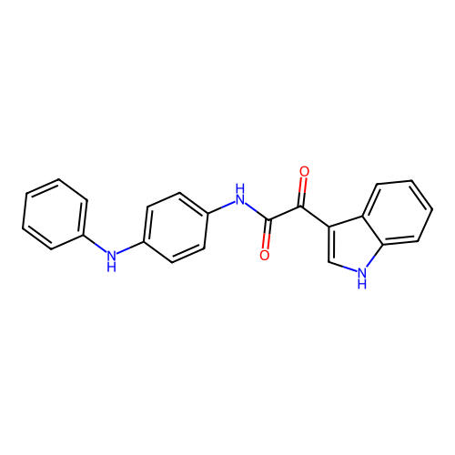 2-(1H-indol-3-yl)-2-oxo-N-(4-(phenylamino)phenyl)acetamide structure