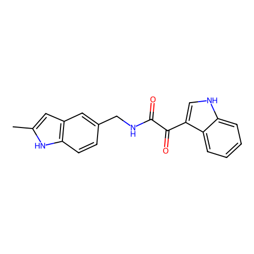 2-(1H-indol-3-yl)-N-[(2-methyl-1H-indol-5-yl)methyl]-2-oxoacetamide structure