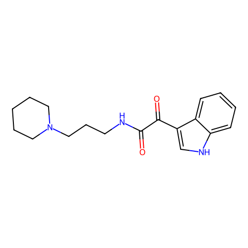 2-(1H-indol-3-yl)-2-oxo-N-(3-piperidin-1-ylpropyl)acetamide structure