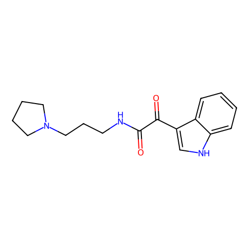 2-(1H-indol-3-yl)-2-oxo-N-[3-(pyrrolidin-1-yl)propyl]acetamide structure