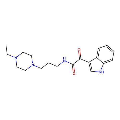 N-[3-(4-ethylpiperazin-1-yl)propyl]-2-(1H-indol-3-yl)-2-oxoacetamide structure