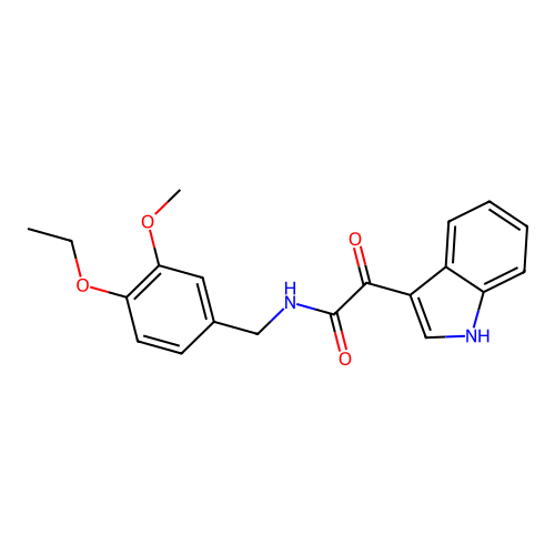 N-[(4-ethoxy-3-methoxyphenyl)methyl]-2-(1H-indol-3-yl)-2-oxoacetamide structure