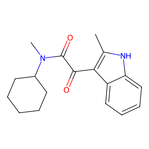 N-cyclohexyl-N-methyl-2-(2-methyl-1H-indol-3-yl)-2-oxoacetamide structure
